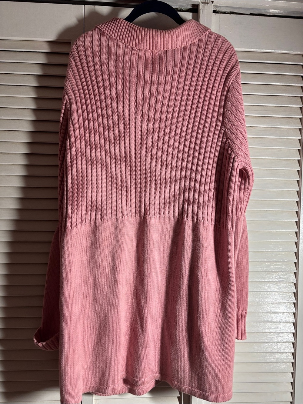 Pink Ribbed Button-Up Sweater Coat - Picture 4 of 8